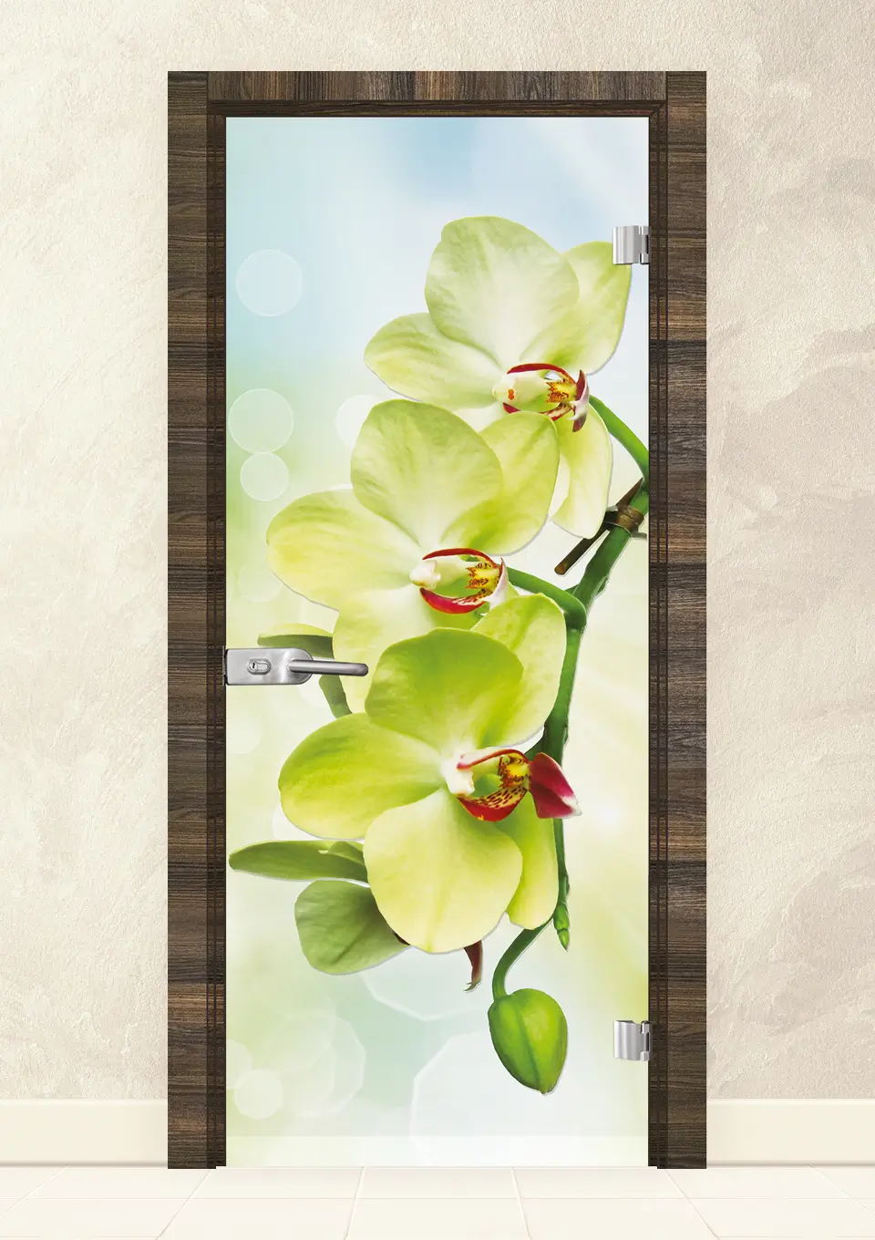 staklena-vrata-print-13-3-green-raiski-oreh Стъклена интериорна врата Print 13-3 Green Райски Орех