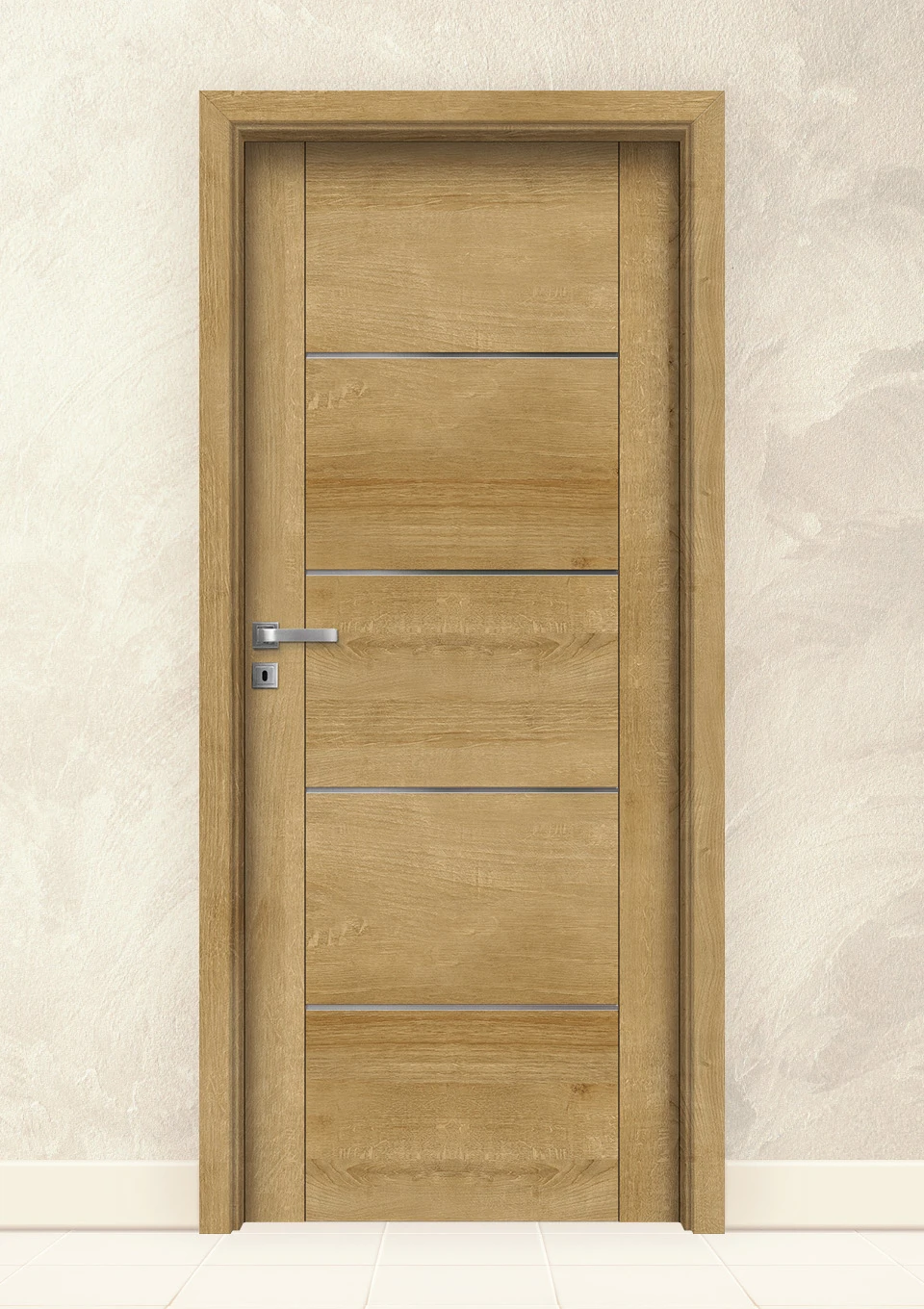 Интериорна врата Invado Aristo Satinato Glass модел 5, цвят European oak