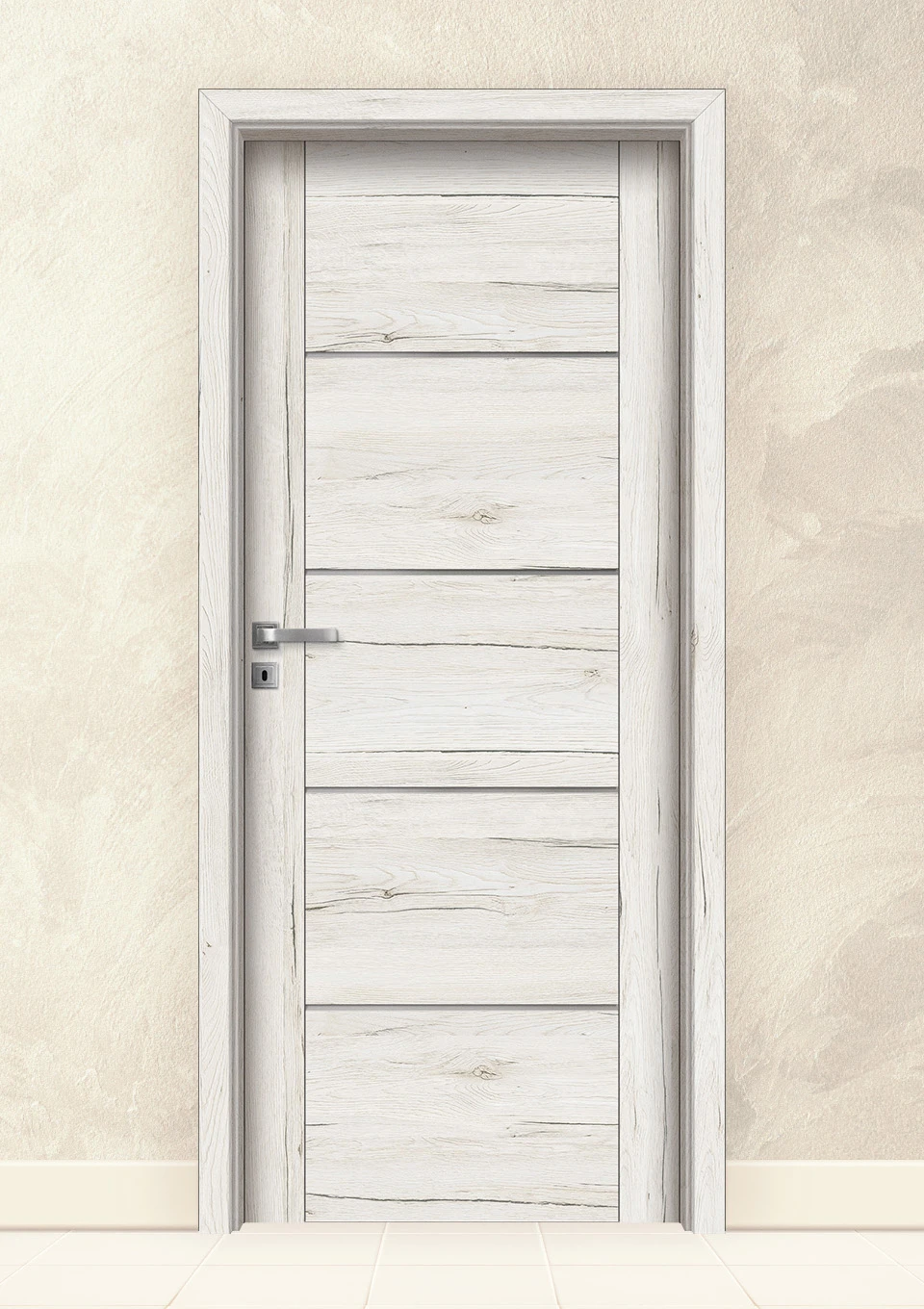 Интериорна врата Invado Aristo Satinato Glass модел 5, цвят Snowy oak